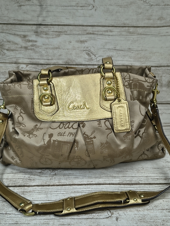 Coach Handbags - COACH ASHLEY HORSE & CARRIAGE  Anniversary Carryall Bag F15656 Gold & Brown